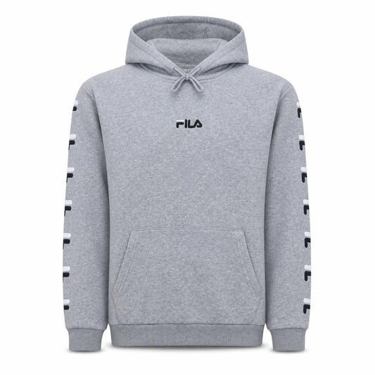 Fila Men's Grey Pullover Hoodie M Regular Fit Logo Sportswear