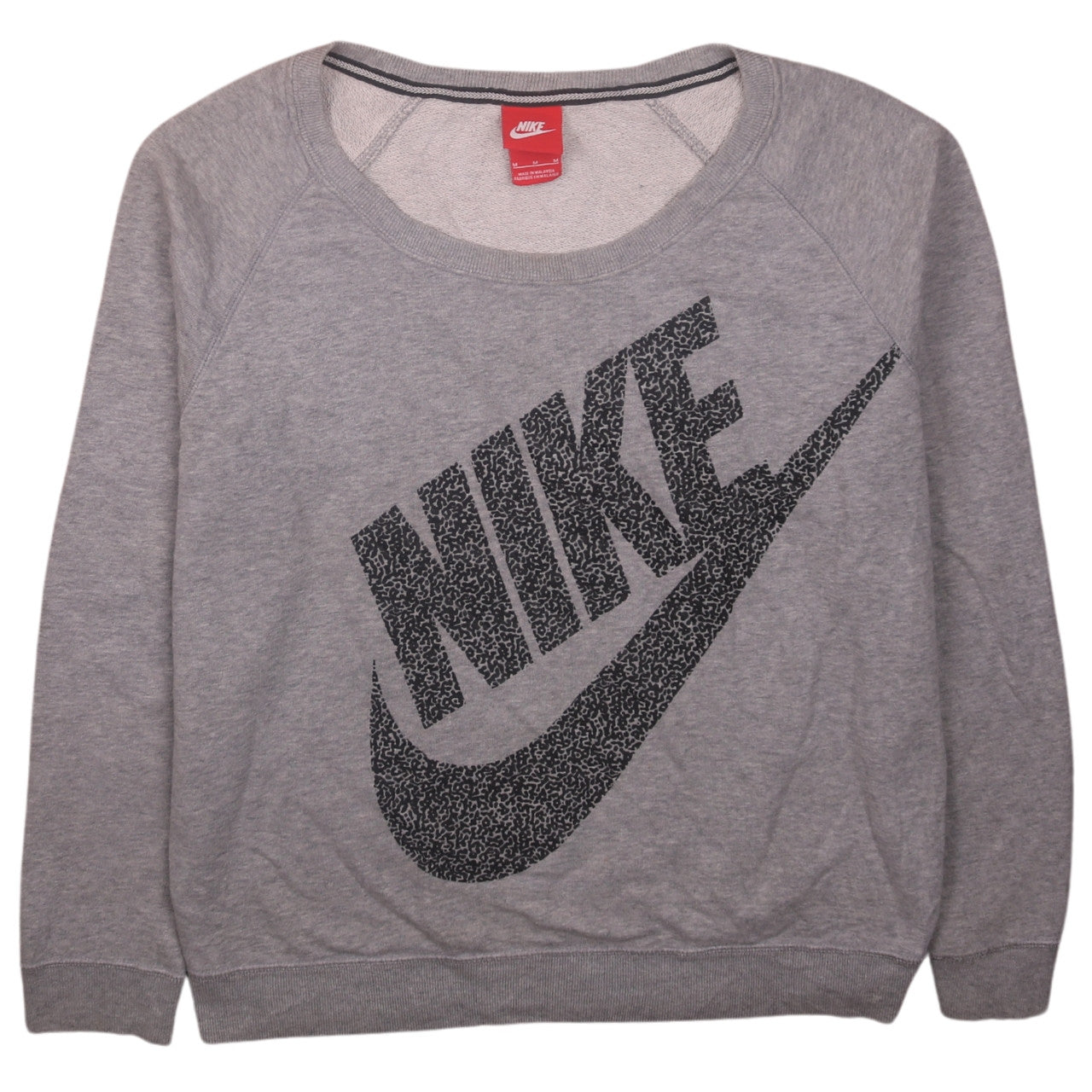 Nike Womens Grey Graphic Logo Pullover Sweatshirt Size M