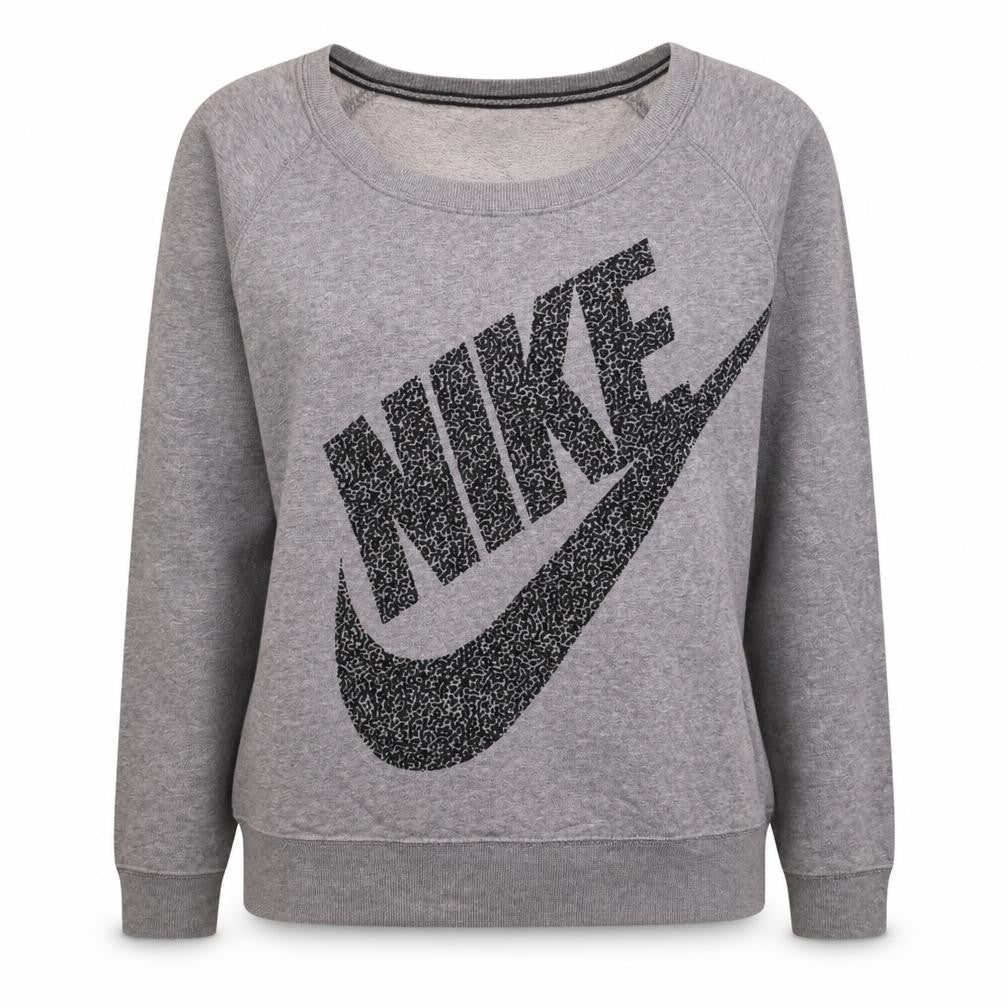 Nike Womens Grey Graphic Logo Pullover Sweatshirt Size M