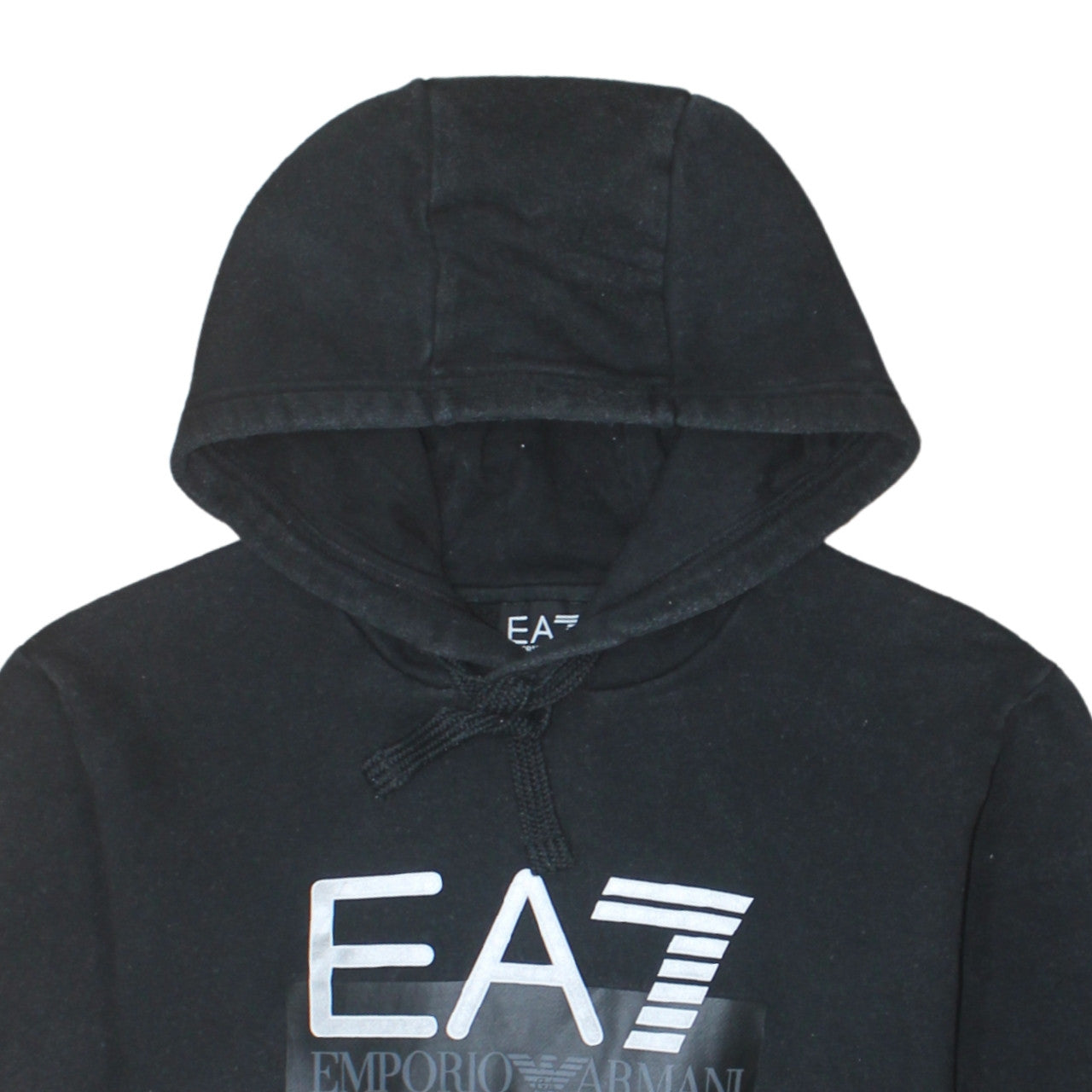 Emporio Armani EA7 Men's Black Pullover Hoodie L Logo Design