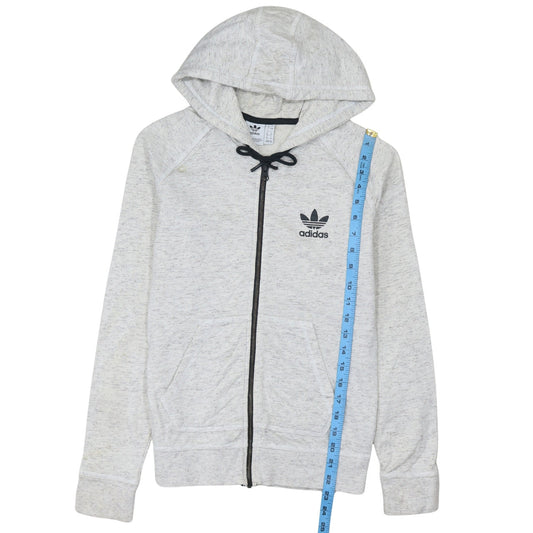 Adidas Women Grey Full Zip Hoodie Size 8 Hooded Sweatshirt