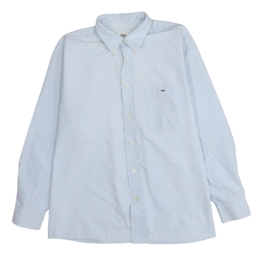 Lacoste Men's Blue Cotton Long Sleeve Button-Up Shirt Size 43
