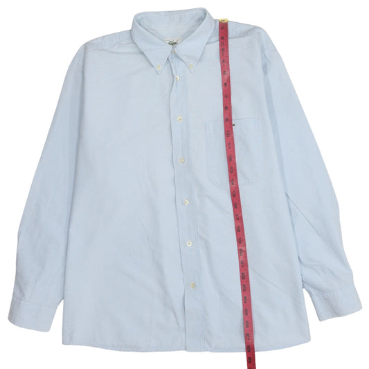 Lacoste Men's Blue Cotton Long Sleeve Button-Up Shirt Size 43