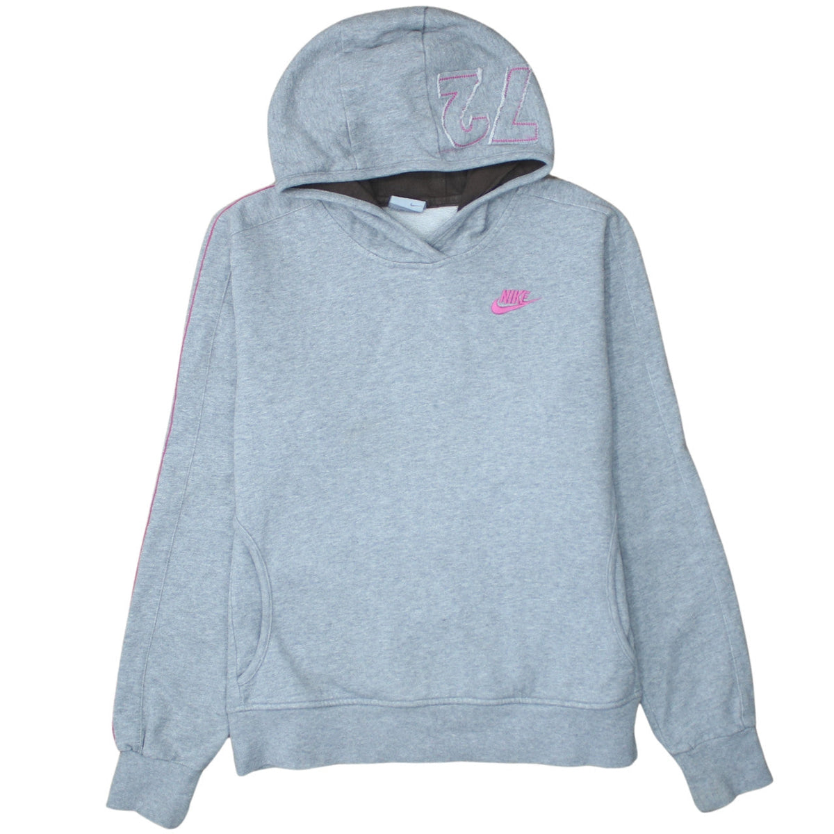 Nike Women Grey L Pullover Hoodie Sweatshirt With Wing Logo