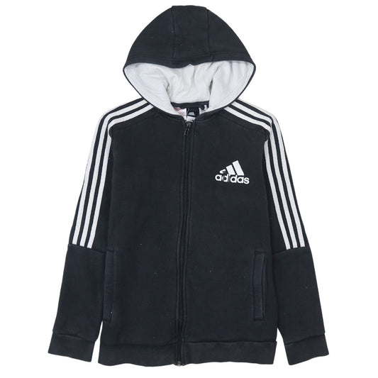 Adidas Boys Black Full Zip Hoodie 10-11 Years Hooded Sweatshirt