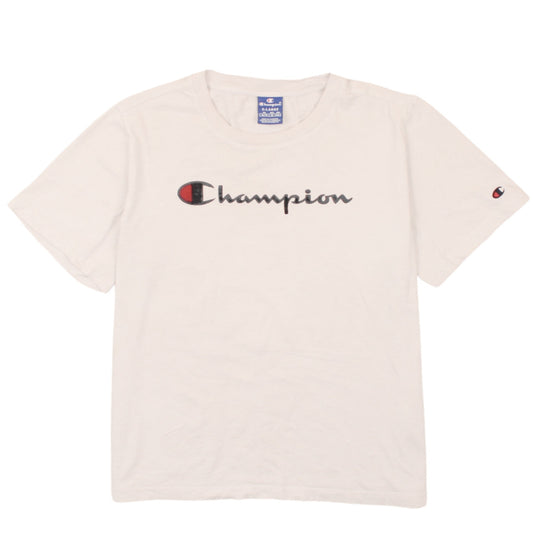 Champion Men Beige Logo Short Sleeve Crew Neck T-Shirt XL