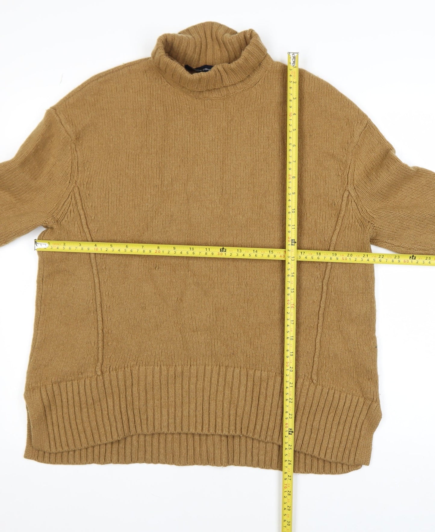 French Connection Women Camel Wool Blend Roll Neck Jumper Size S