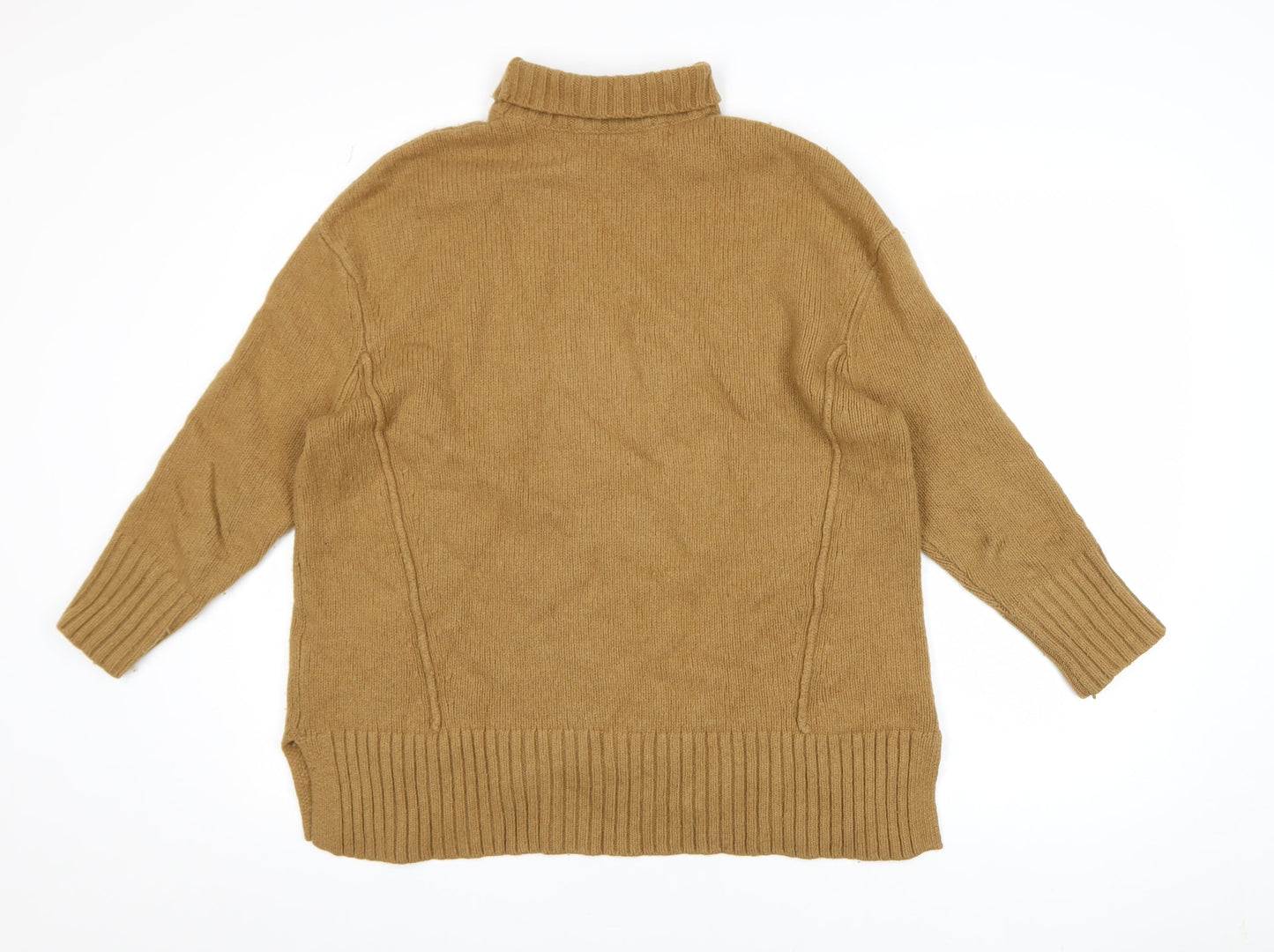 French Connection Women Camel Wool Blend Roll Neck Jumper Size S