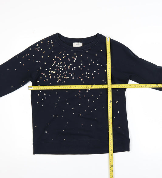 Hush Womens Navy Sequin Pullover Sweatshirt XS