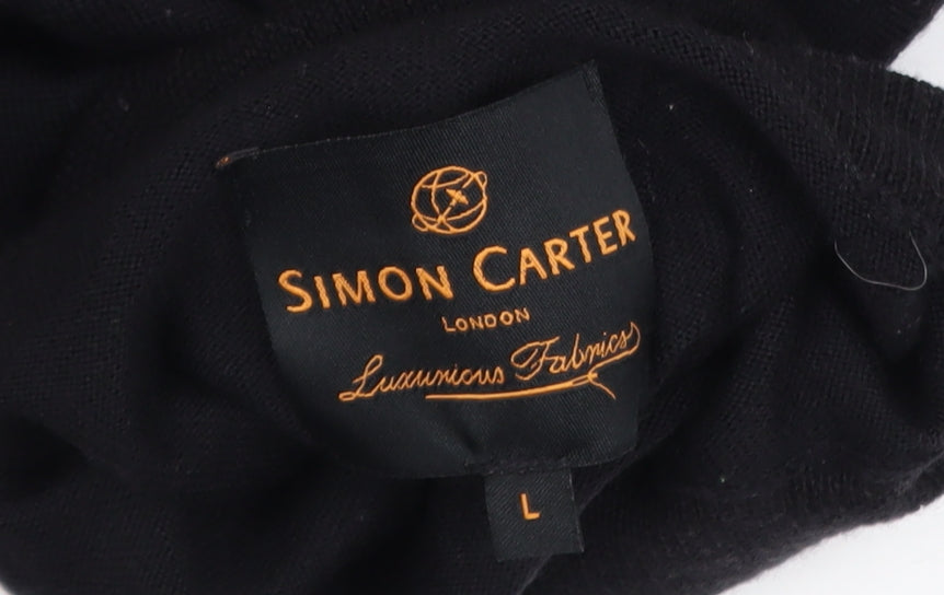 Simon Carter Men's Black Merino Wool Roll Neck Jumper L