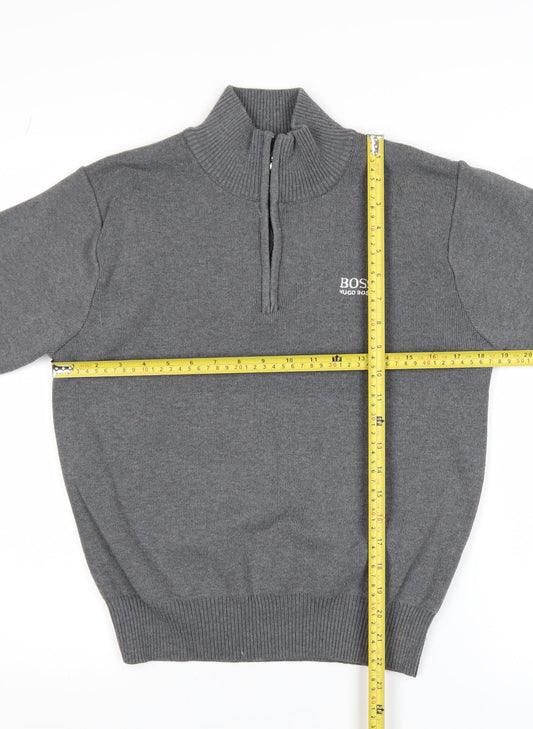 Hugo Boss Men's Grey 1/2 Zip High Neck Knit Sweatshirt Size M