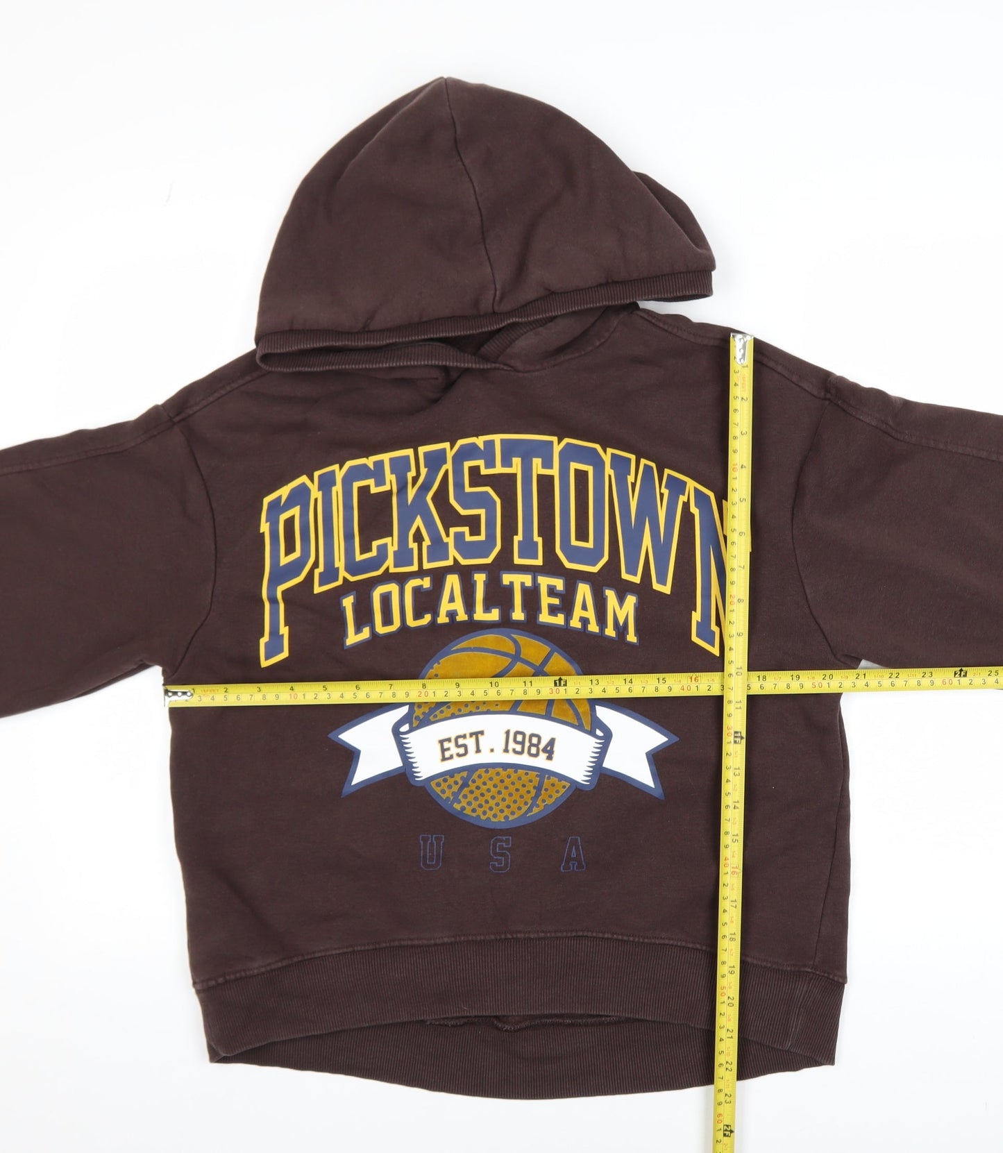 Zara Womens Brown Pickstown Graphic Pullover Hoodie Size S