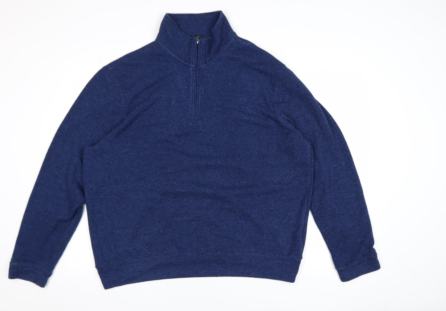 Hudson River Men’s Blue Cotton Blend 1/4 Zip Jumper XL