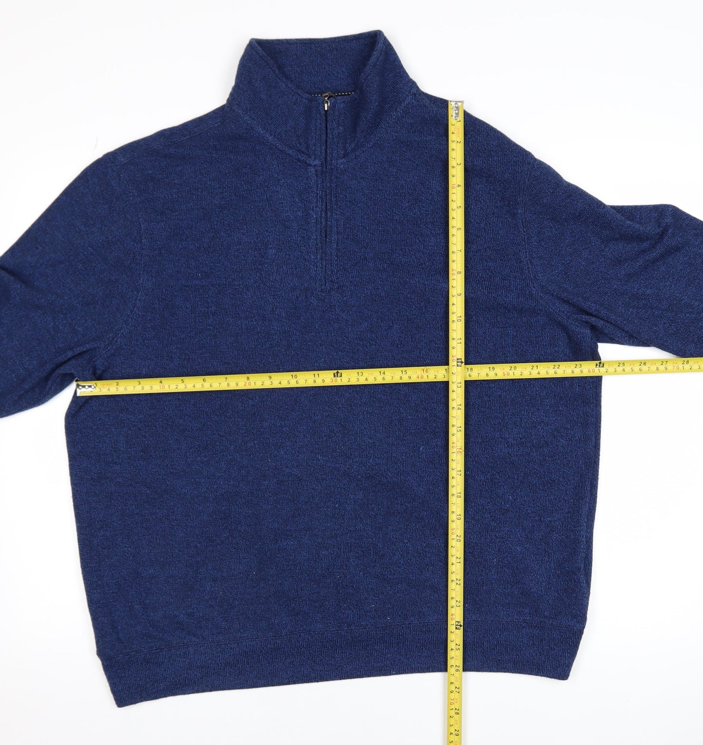 Hudson River Men’s Blue Cotton Blend 1/4 Zip Jumper XL