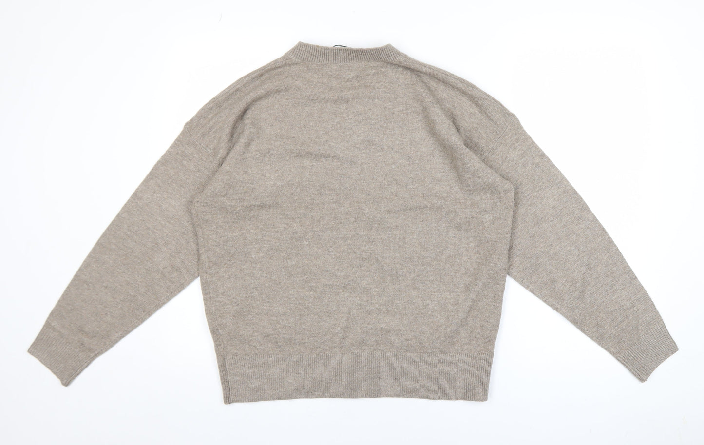 Marks and Spencer Women Beige Wool Blend V-Neck Jumper M