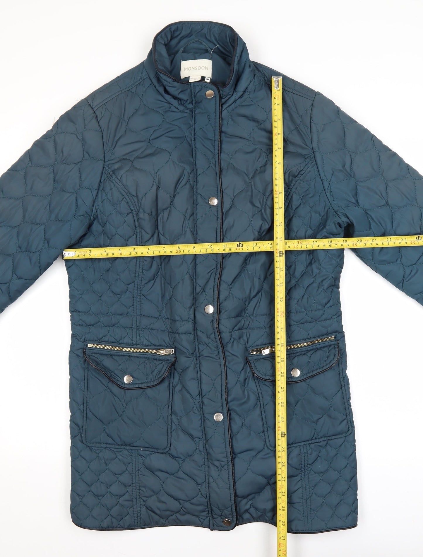 Monsoon Women’s Blue Quilted Mid-Length Jacket Size 18