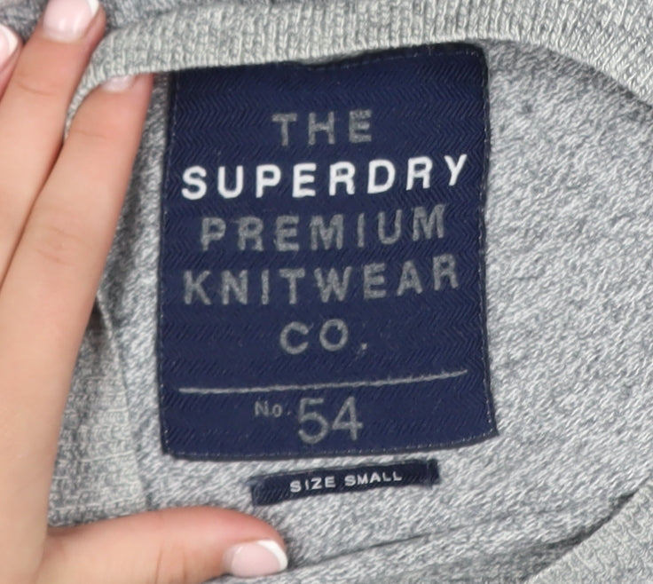 Superdry Men's Grey Cotton Cashmere Crew Neck Jumper Small