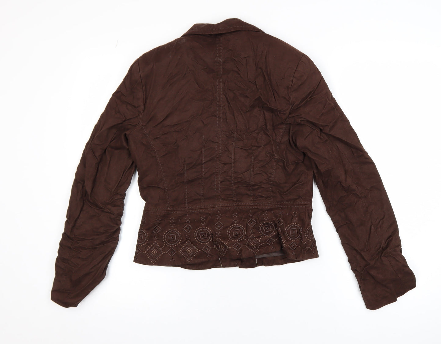 Marks and Spencer Women Brown Embroidered Blazer Jacket Size 10