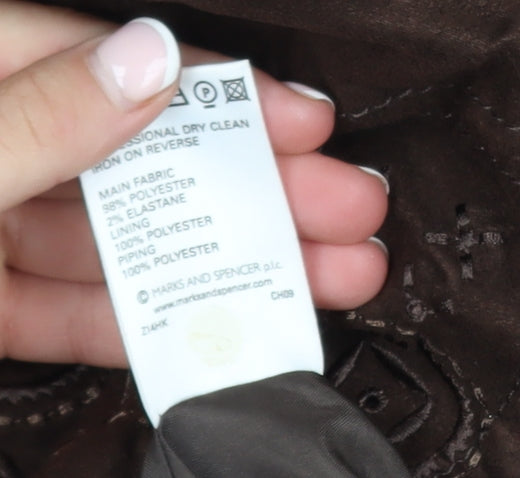 Marks and Spencer Women Brown Embroidered Blazer Jacket Size 10