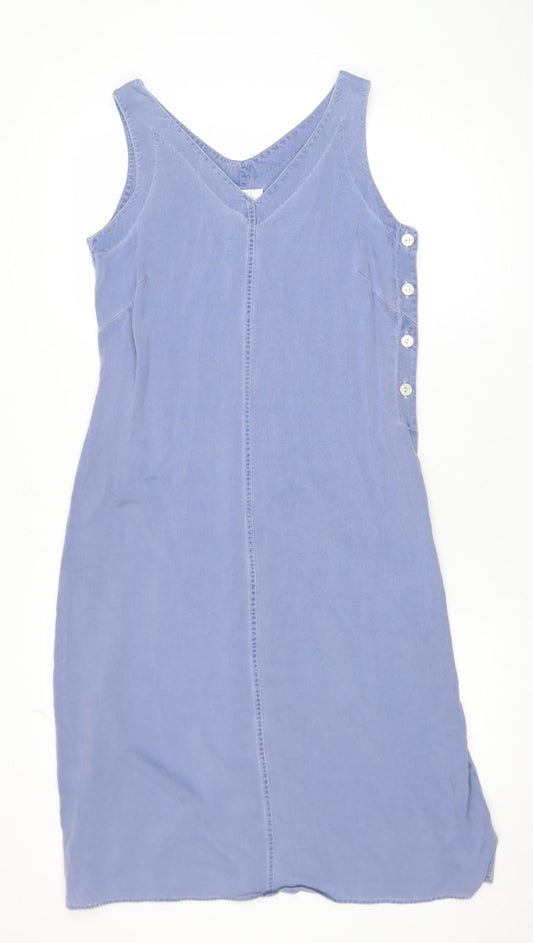 Marks and Spencer Women Blue Size 12 Shift Sleeveless Viscose Dress