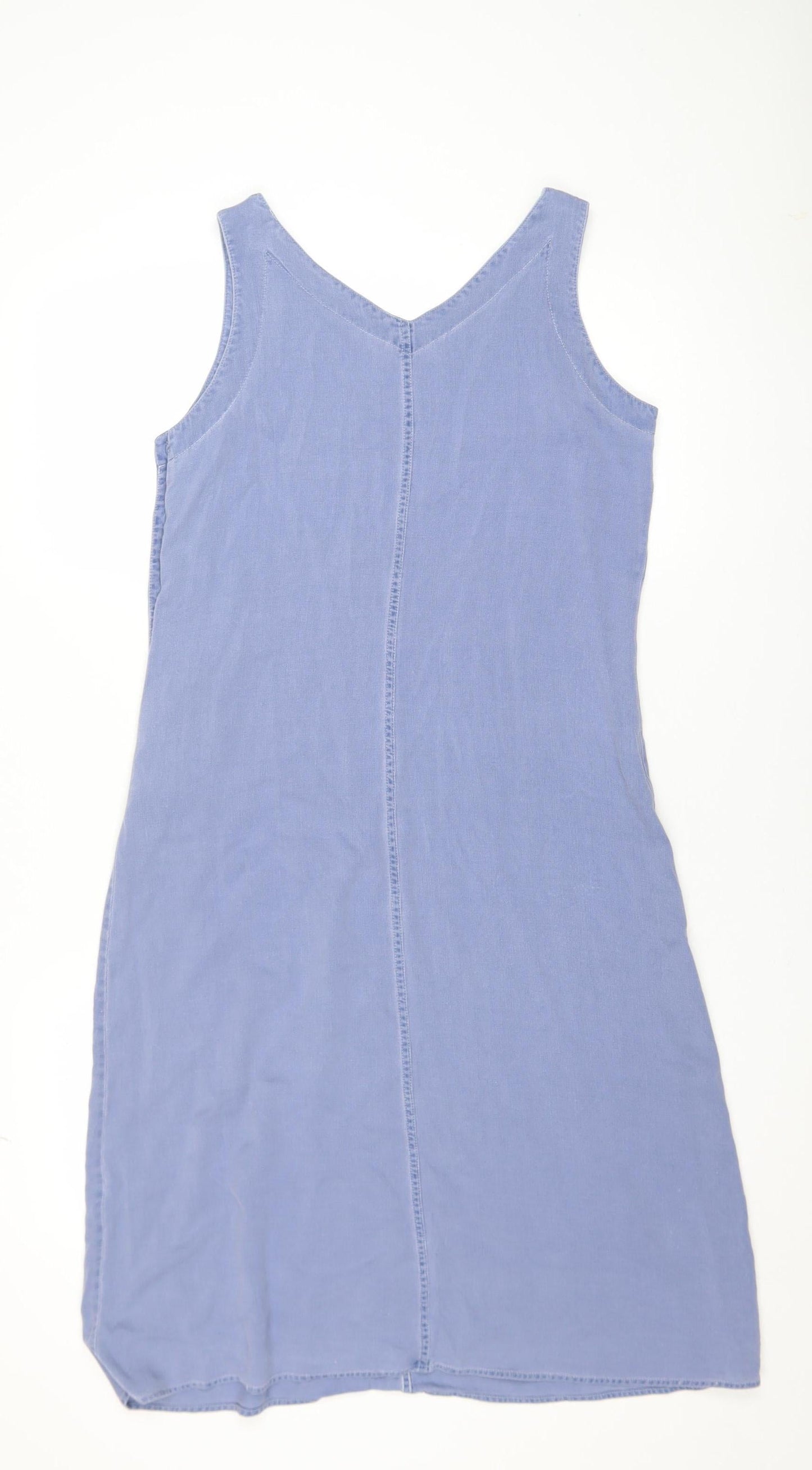 Marks and Spencer Women Blue Size 12 Shift Sleeveless Viscose Dress