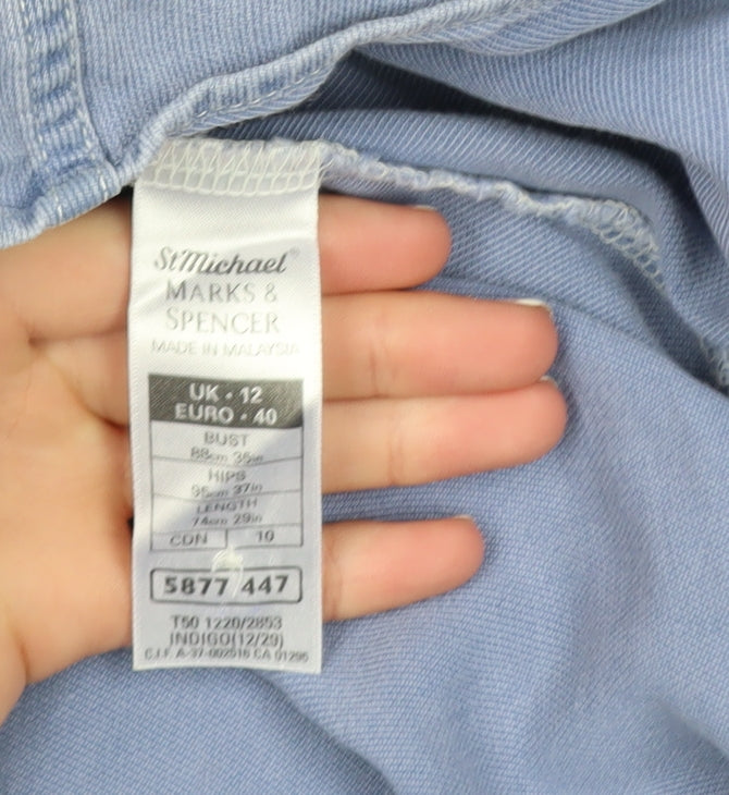 Marks and Spencer Women Blue Size 12 Shift Sleeveless Viscose Dress
