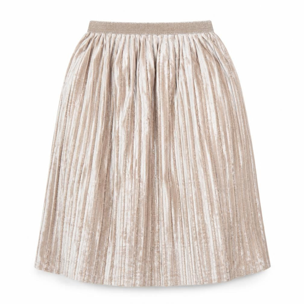 Marks and Spencer Women Beige Pleated Velvet Midi Skirt Size 12