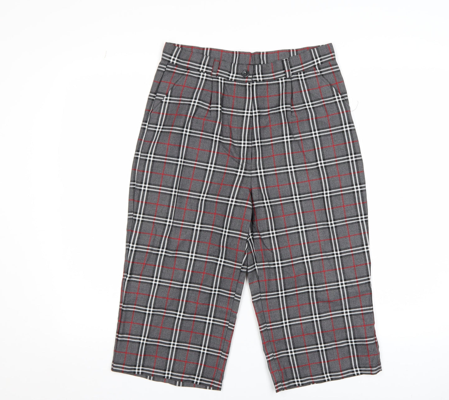 Şen Bebe Women’s Grey Plaid Cropped Trousers Size S