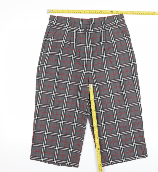 Şen Bebe Women’s Grey Plaid Cropped Trousers Size S