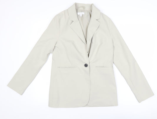 Topshop Women Beige Single-Breasted Blazer UK 6 Classic Fit