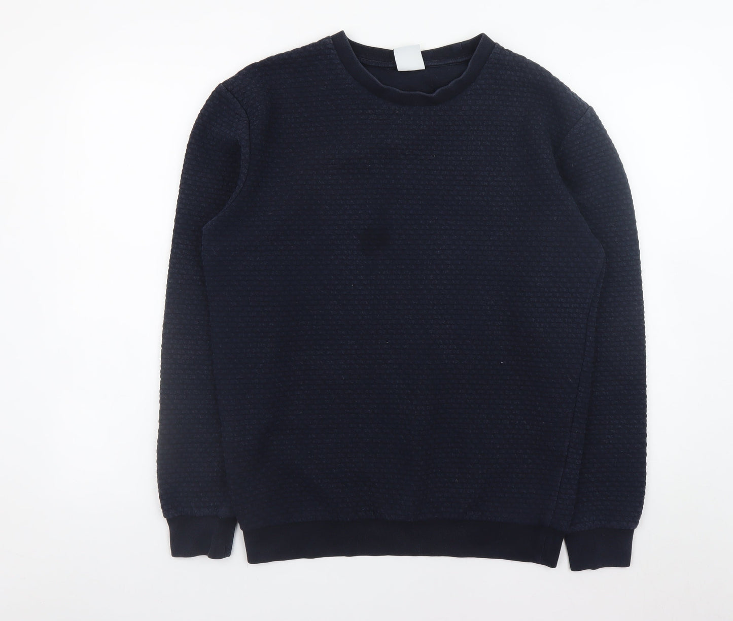 Zara Men's Blue Textured Knit Crew Neck Sweatshirt Size M