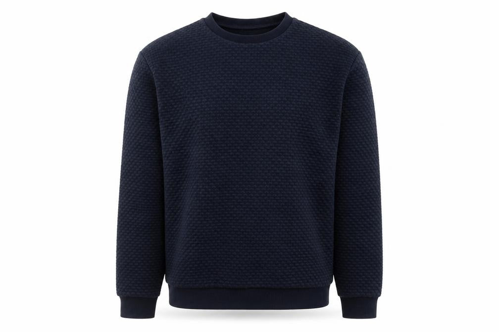 Zara Men's Blue Textured Knit Crew Neck Sweatshirt Size M