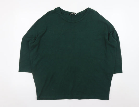 Apricot Women’s Green 3/4 Sleeve Relaxed Knit Pullover Jumper S