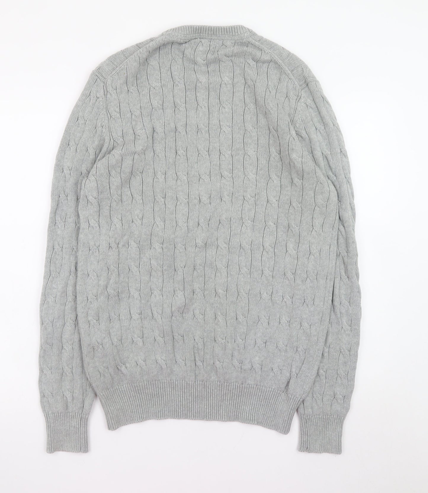 Howick Men's Grey Cable Knit Cotton Pullover Jumper M