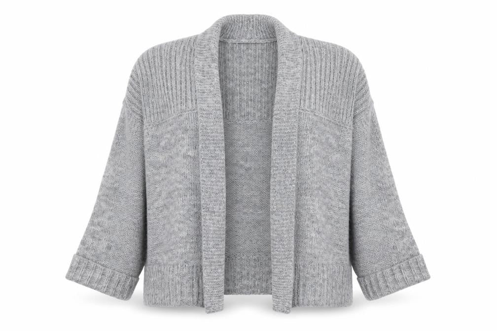 Marks and Spencer Women’s Grey Chunky Knit Open Cardigan Size 14
