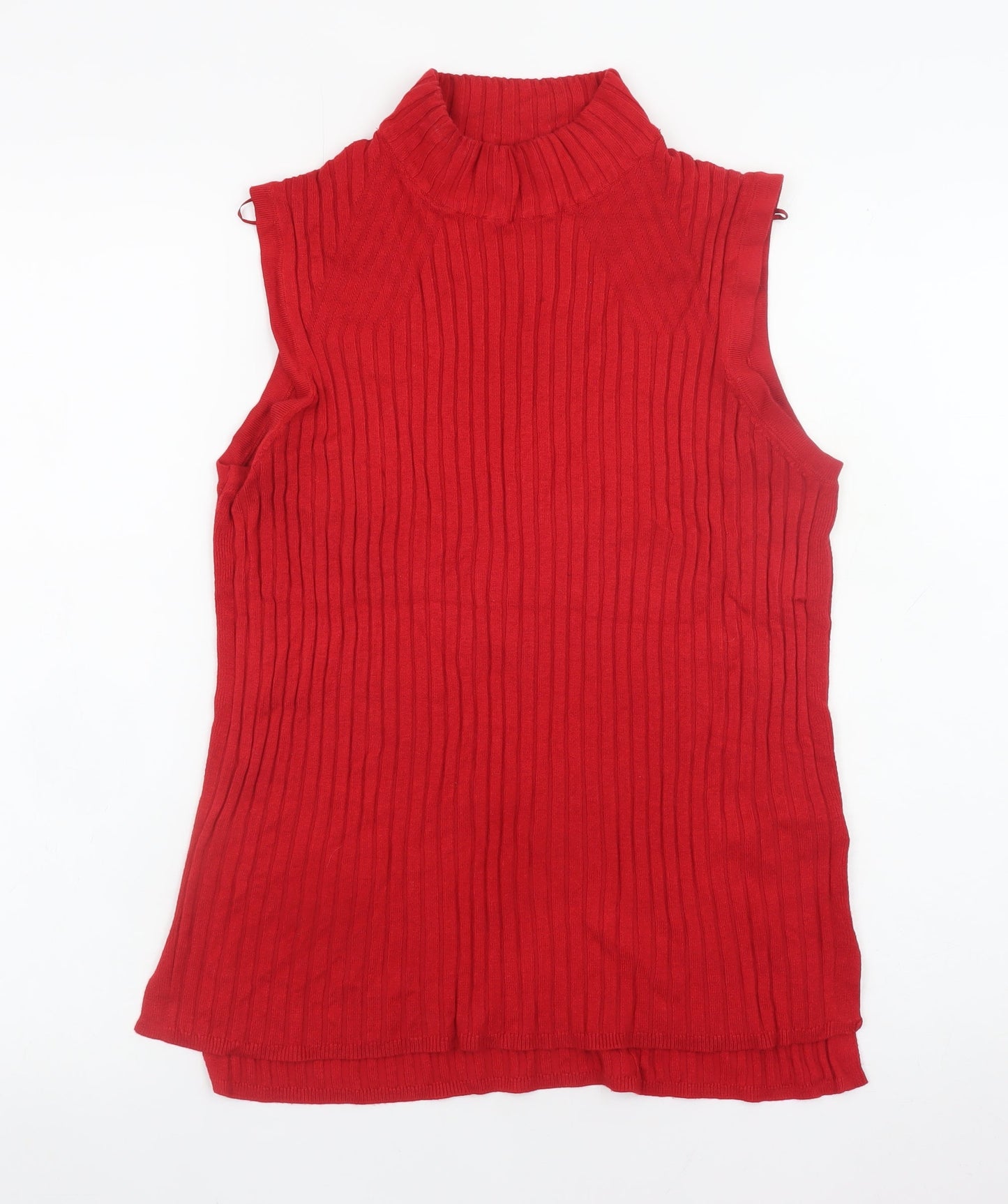 Marks and Spencer Womens Red Sleeveless Roll Neck Knit Top Size 14