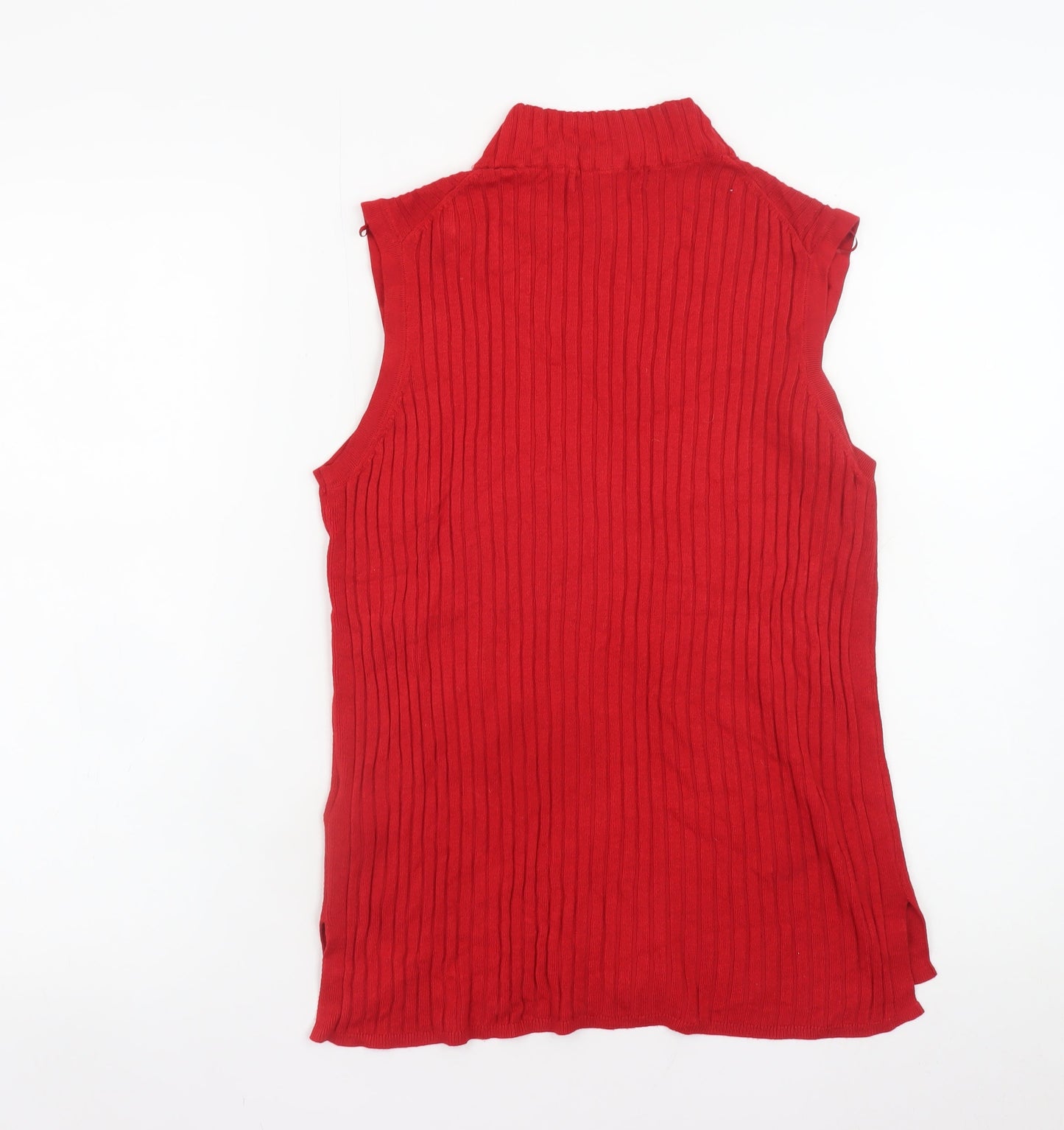 Marks and Spencer Womens Red Sleeveless Roll Neck Knit Top Size 14