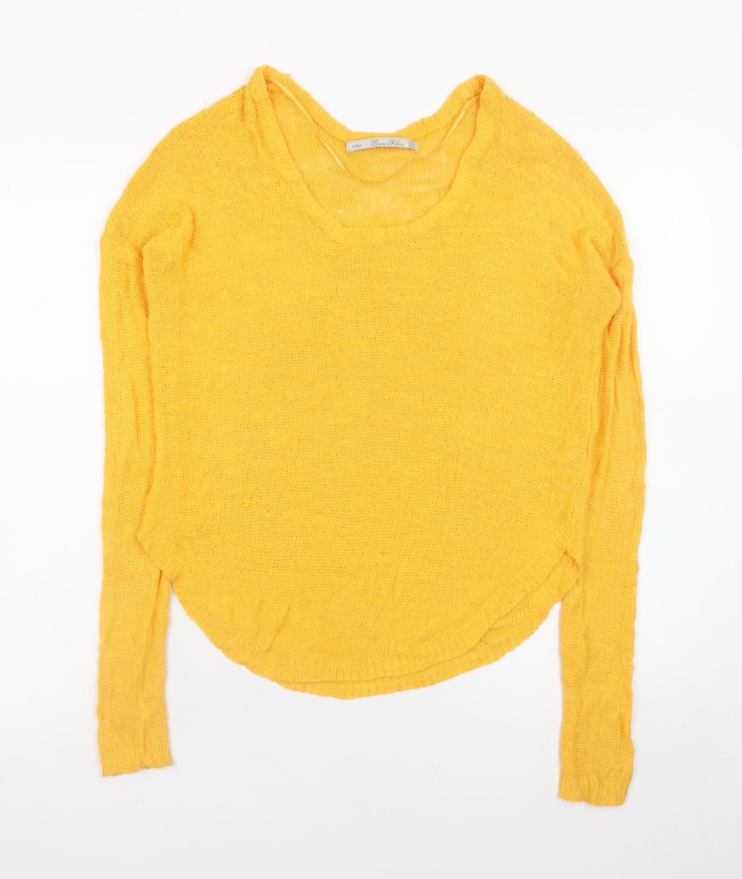 Zara Women Yellow Scoop Neck Lightweight Knit Jumper Size 12