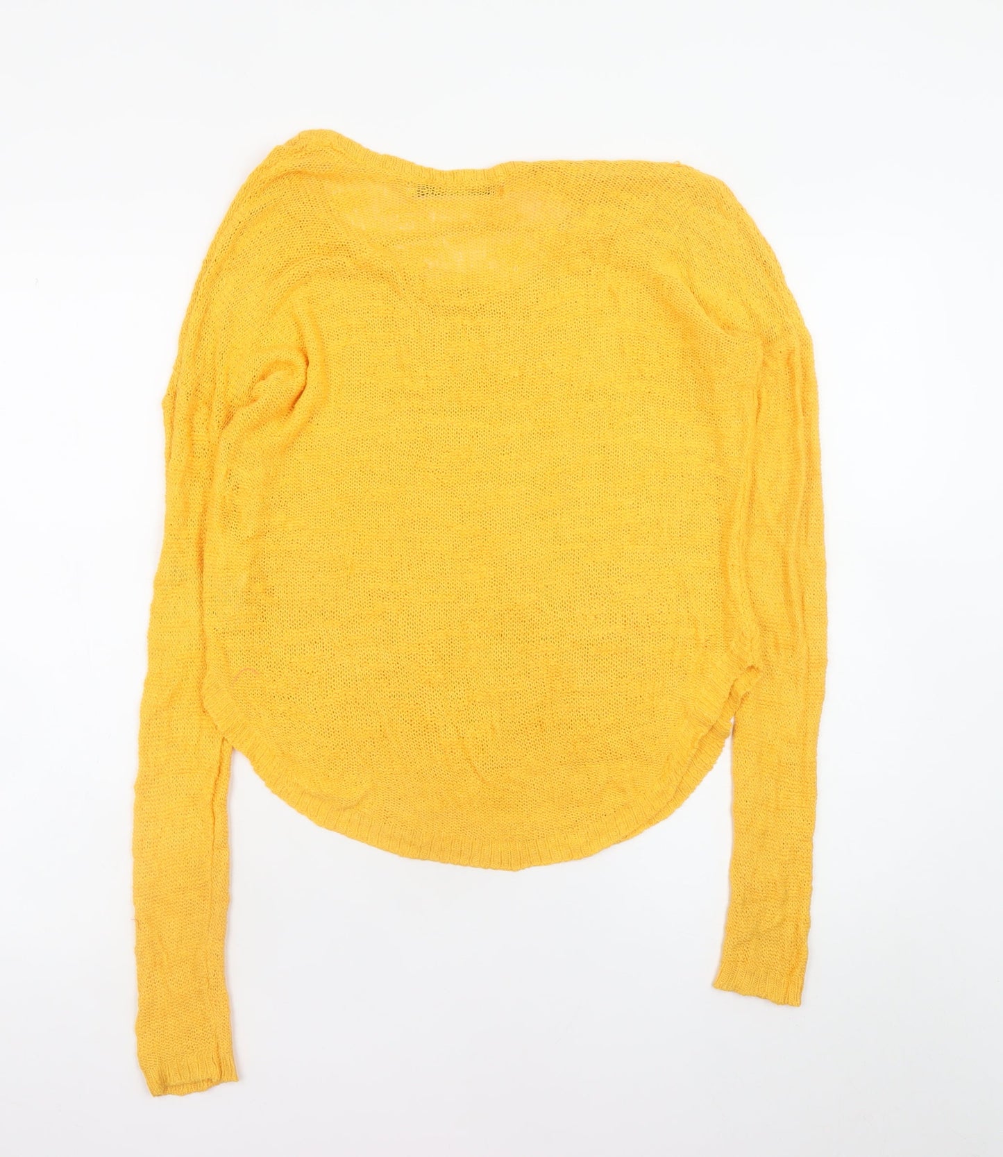Zara Women Yellow Scoop Neck Lightweight Knit Jumper Size 12