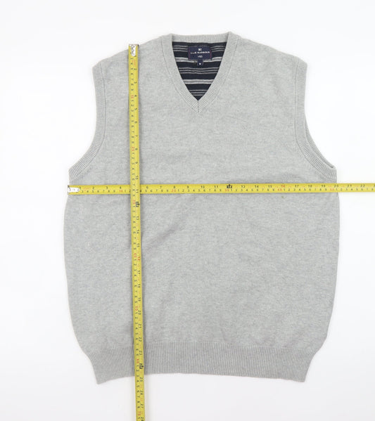 Marks and Spencer Blue Harbour Men's Grey Cotton V-Neck Vest M