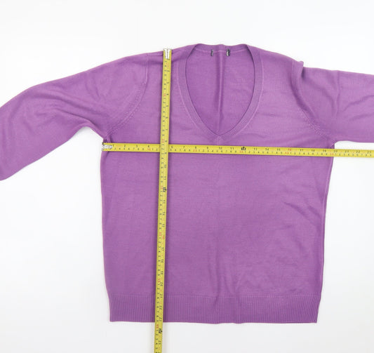 Marks and Spencer Men’s Purple V-Neck Classic Knit Jumper L