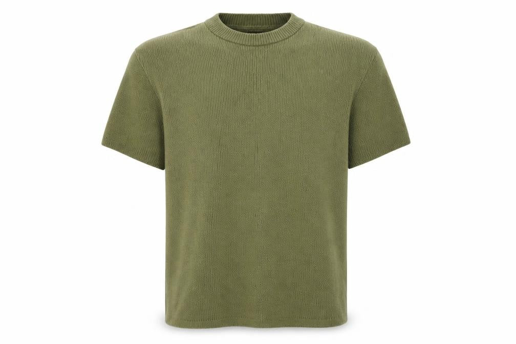Front view of boohooMAN Men's Green XS Short Sleeve Knit jumper
