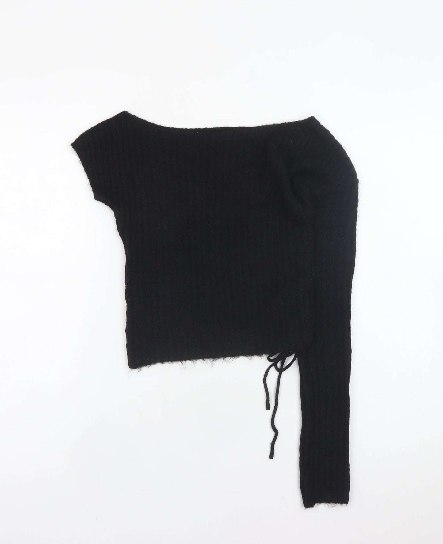 PrettyLittleThing Women’s Black Asymmetrical Knit Pullover Jumper Size S