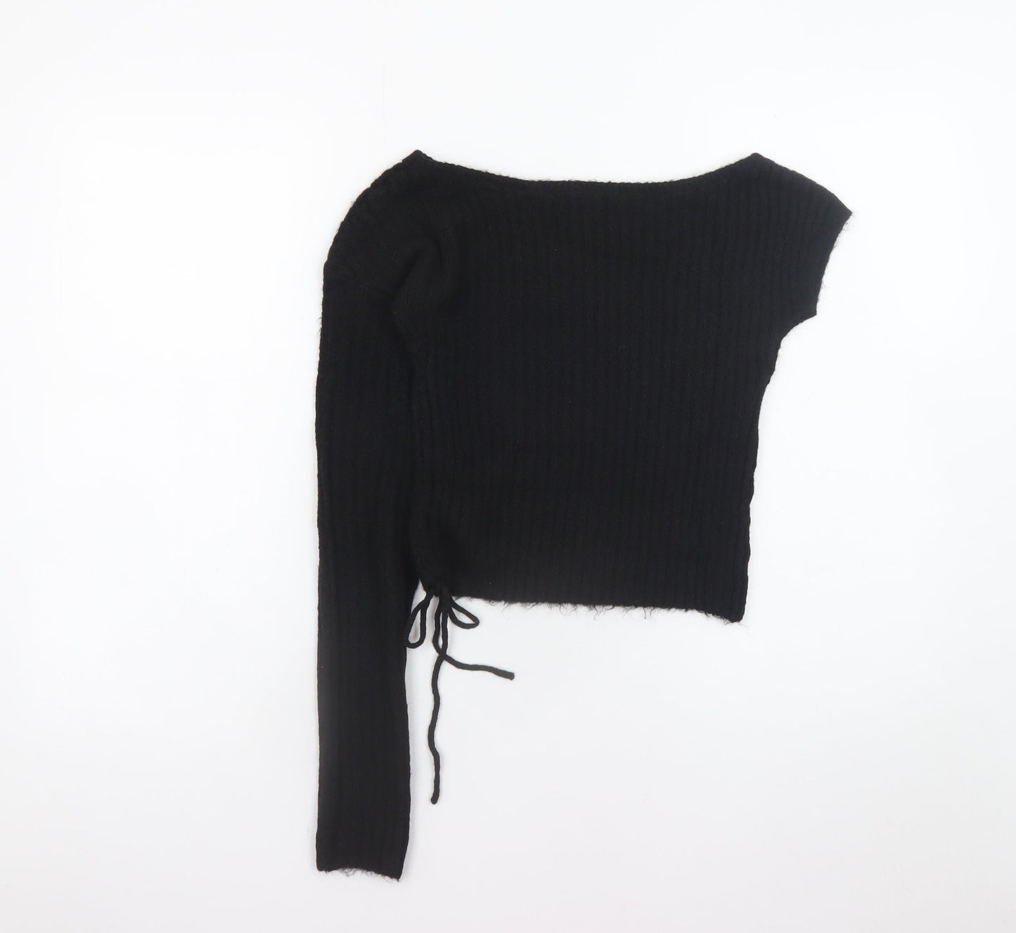 PrettyLittleThing Women’s Black Asymmetrical Knit Pullover Jumper Size S