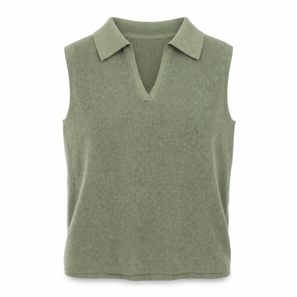 Joie Women's Green Collared Sleeveless Knit Tank Top Size M