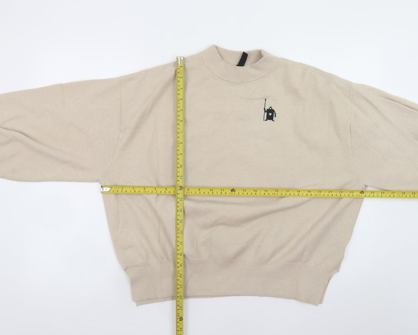 H&M Divided Women Beige Pullover Jumper Small Mock Neck Disney Graphic