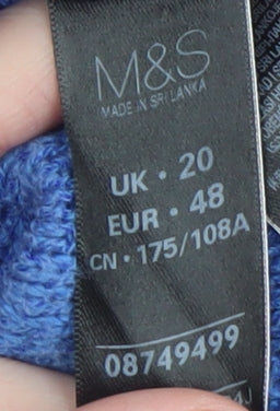 Marks and Spencer Womens Blue Cable-Knit Cotton Jumper Size 20