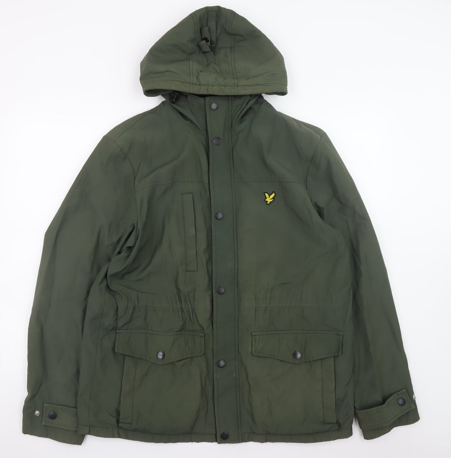 Lyle & Scott Men’s Green Hooded Parka Jacket Size L Regular Fit