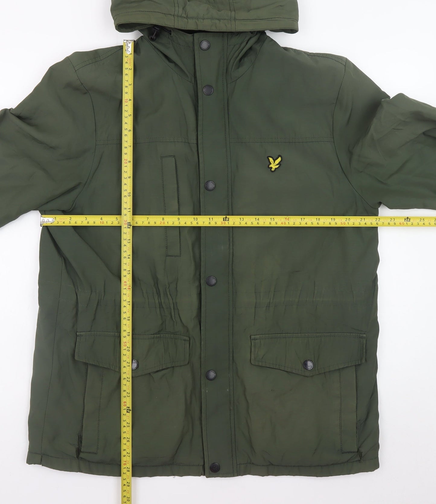 Lyle & Scott Men’s Green Hooded Parka Jacket Size L Regular Fit
