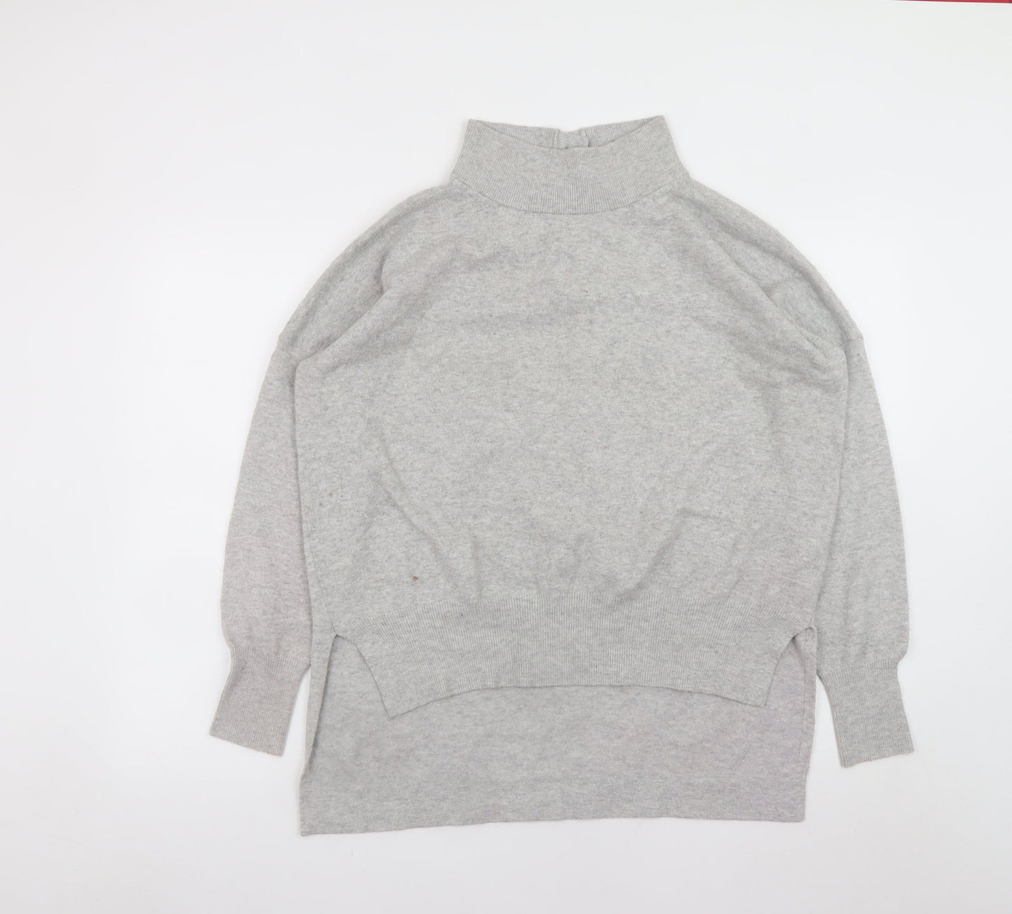 French Connection Men's Grey High Neck Knitted Pullover Jumper Size S